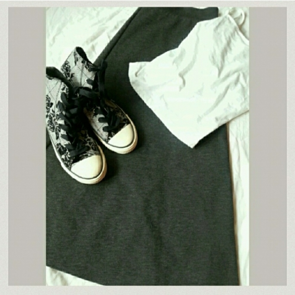 Long Knit Heather Gray Skirt